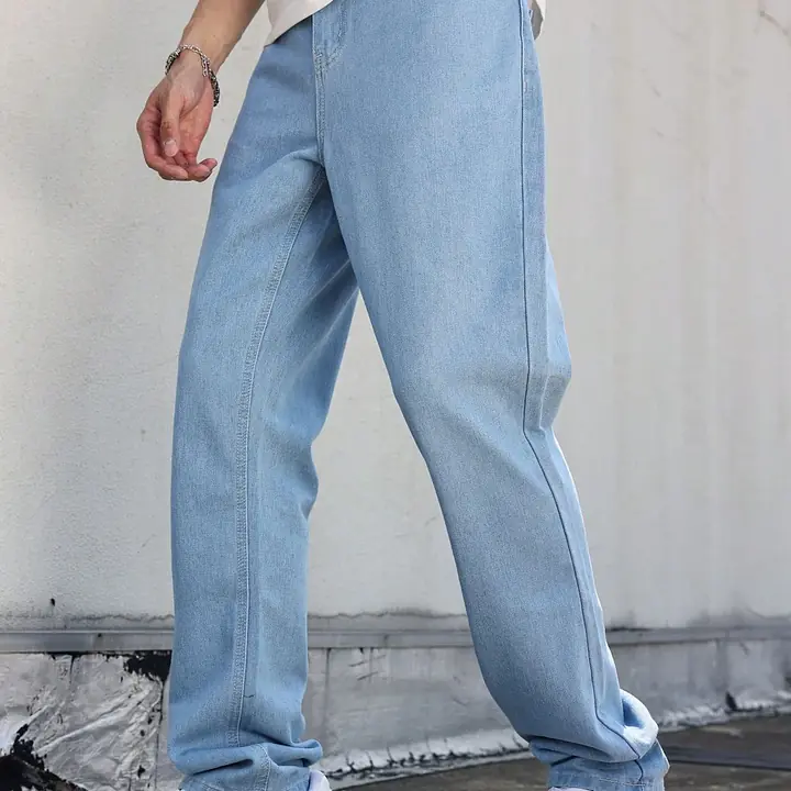 HOC Men Straight Fit Mid Rise Light Blue Jeans - Master