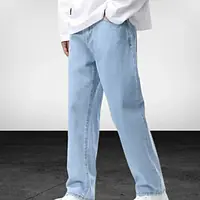 HOC Men Straight Fit Mid Rise Light Blue Jeans - Master