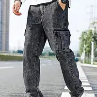 Playfeel Men Loose Fit Mid Rise Dark Grey Jeans - Master