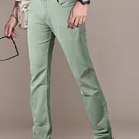 BASE-CROWD Men Regular Mid Rise Light Green Jeans - Master